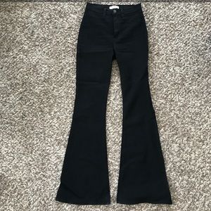 High Rise Black Flare Jean Pants